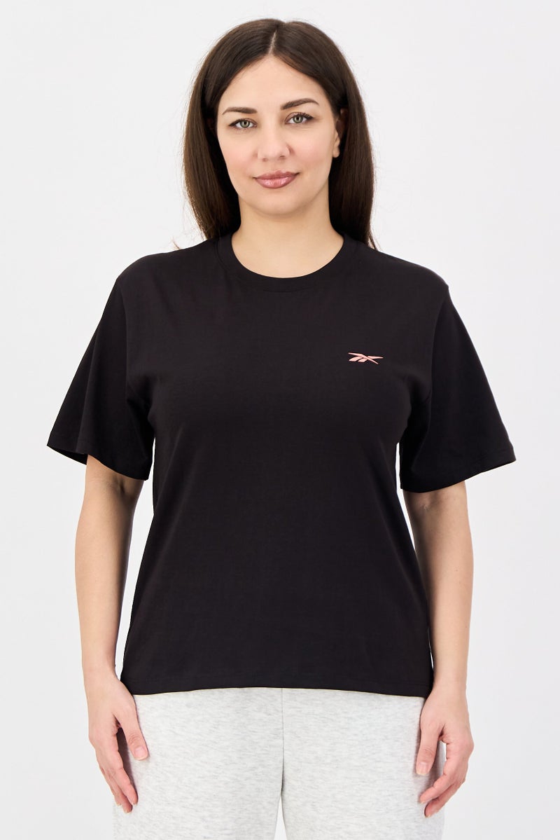 Reebok Women Sportswear Fit Short Sleeve Outdoor T-shirt, Black - Image 1